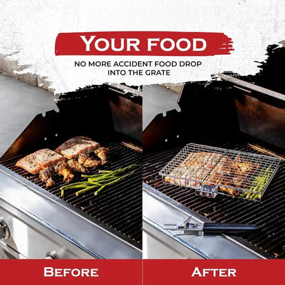 BowLift | BBQGrid | Portable grill grid with handle | Ideal for fish, vegetables & shrimp | Stainless steel