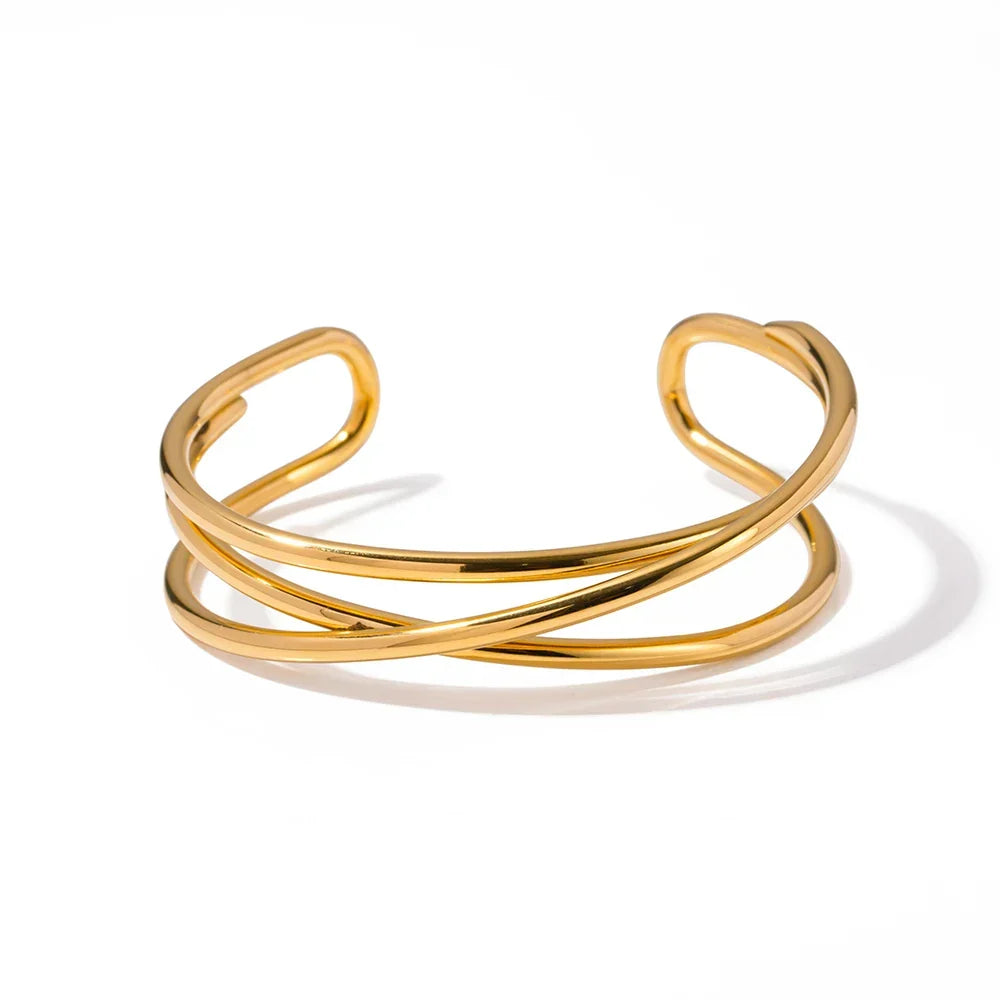 BowLift | 18k Interlaced Trio Bangle Cuff Bracelet