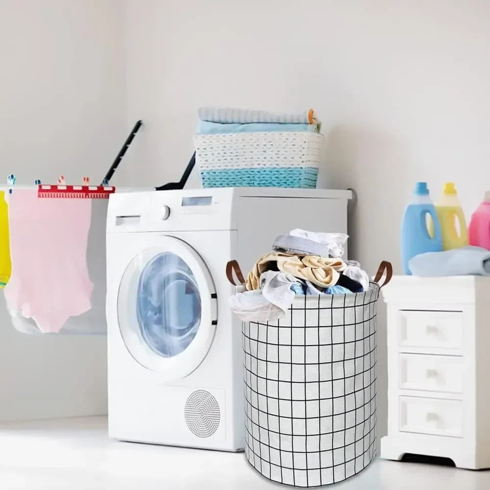 EcoStore Laundry Basket – Foldable Canvas and Linen Laundry Basket with Handles and Drawstring
