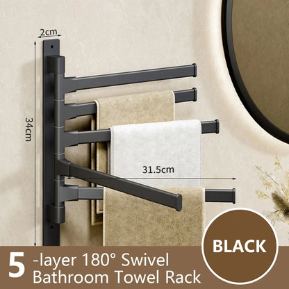 Skanto | Rotbart Towel Bar Rotbart Towel Rack Space Aluminum 1/2/3/4/5-Bar Towel Holder Kitchen Shelf Kitchen Hanging Shelf Wall Mounted