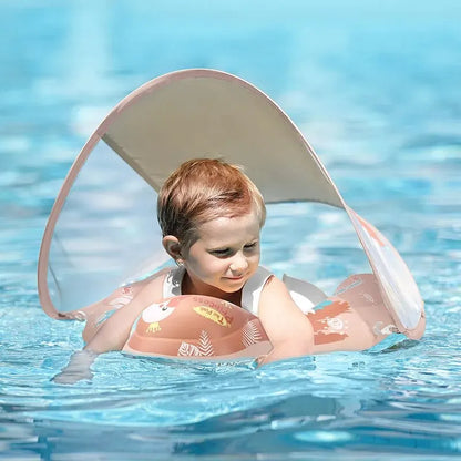 Solaboo Baby Swim Ring | With UV Protection Canopy and Support | Inflatable and safe | From 6 months