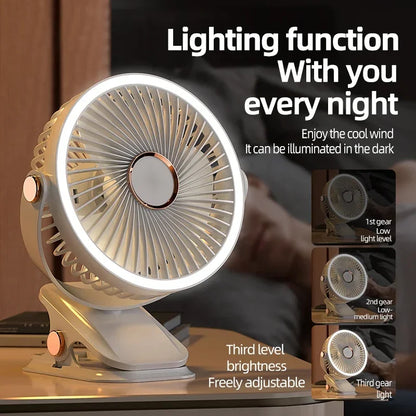 BowLift | Multi-Angle Outdoor Clip-On Rechargeable Cooling Fan