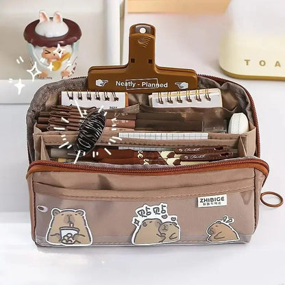 Brehn | Pencil Case KIDZORA CrystalBag | Transparent & Versatile | 10-Pocket Design | High Capacity for School & Leisure