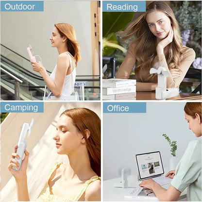 Portable Mini Handheld Fan – Rechargeable foldable pocket fan with battery, cooling handheld fan and power bank function | Karnz