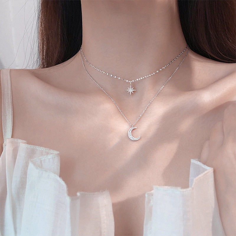 Skanto | Dreamy Wings Silver Double Layer Necklace