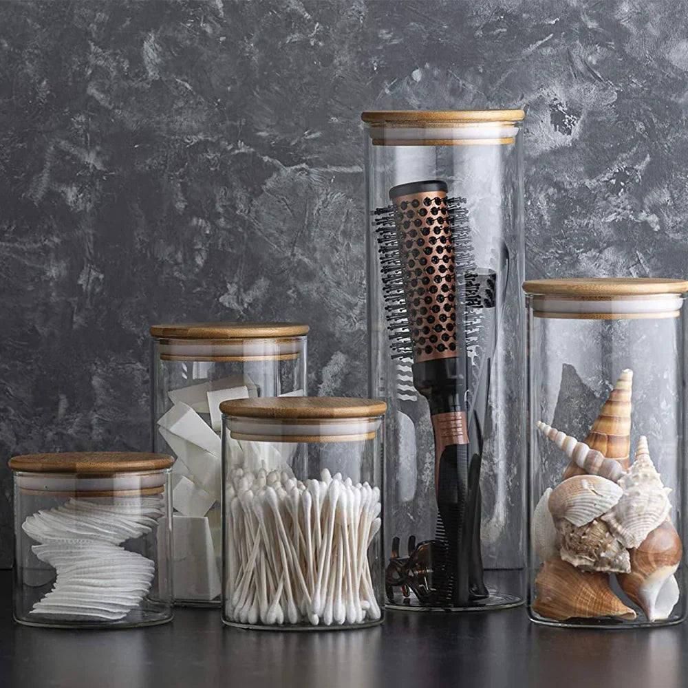 PureVorrat Glass Container Set – Storage Jars with Wooden Lid | Airtight & Stylish | Modern Kitchen Storage | Bowlift