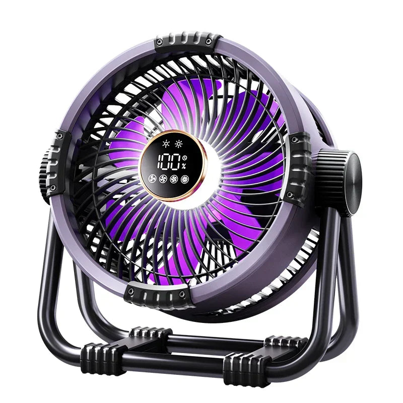 Camping fan with 20000mAh battery, LED light and remote control – WindMate