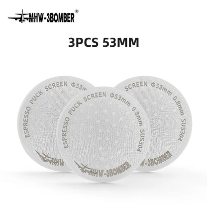 MHW-3BOMBER 51/53/58.5mm Espresso Puck Screen Double-Layer Metal Coffee Reusable Filter