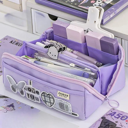 Brehn | Pencil Case KIDZORA CrystalBag | Transparent & Versatile | 10-Pocket Design | High Capacity for School & Leisure