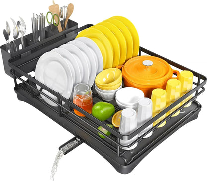 Skanto | Dish Rack with Drip Tray and Large Cutlery Holder – Nova