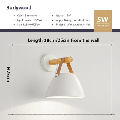 NordicGlow Light - Wooden LED Wall Lamp with Leather Detail Skanto