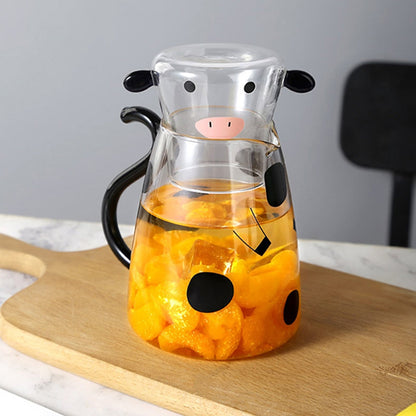 Cute Cow Glass Pitcher with Cup | Karnz