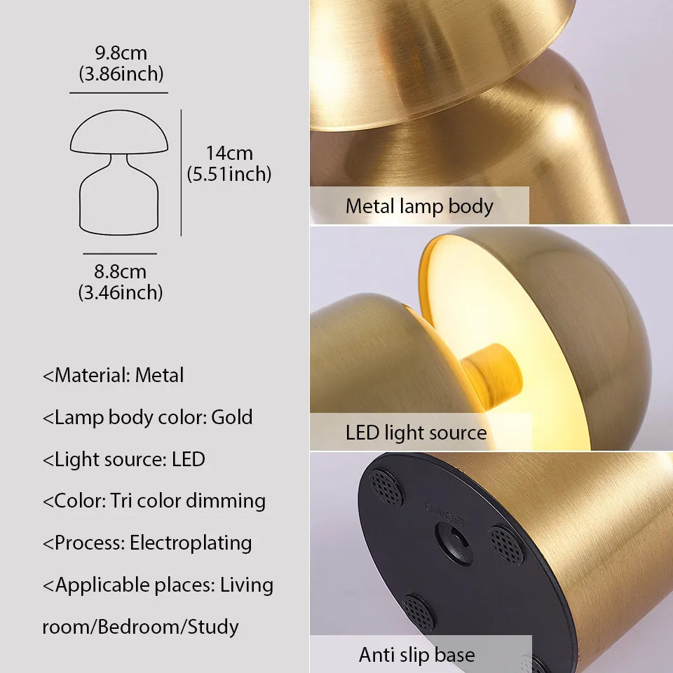 BowLift | LumoVerde LED table lamp | Rechargeable | 3 color temperatures & touch dimmer | 4W | 5V