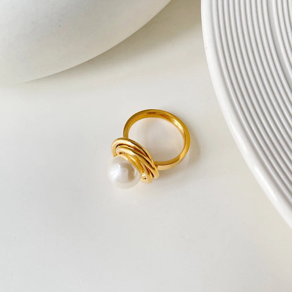 BowLift | 18k Classy Statement Dual Disc Pearl Ring