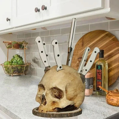 Skanto | Gothic Skull Knife Holder Kitchen Decor Stand