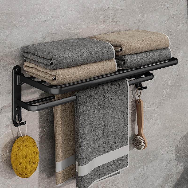 Skanto | EasyFold Black Wall-Mounted Folding Towel Holder – Space-Saving & Stylish Bathroom Storage