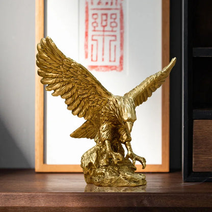 BowLift | Resin Golden Eagle Statue Art Animal Model Collection Ornament Home Office Desk Feng Shui Decor Figures simple