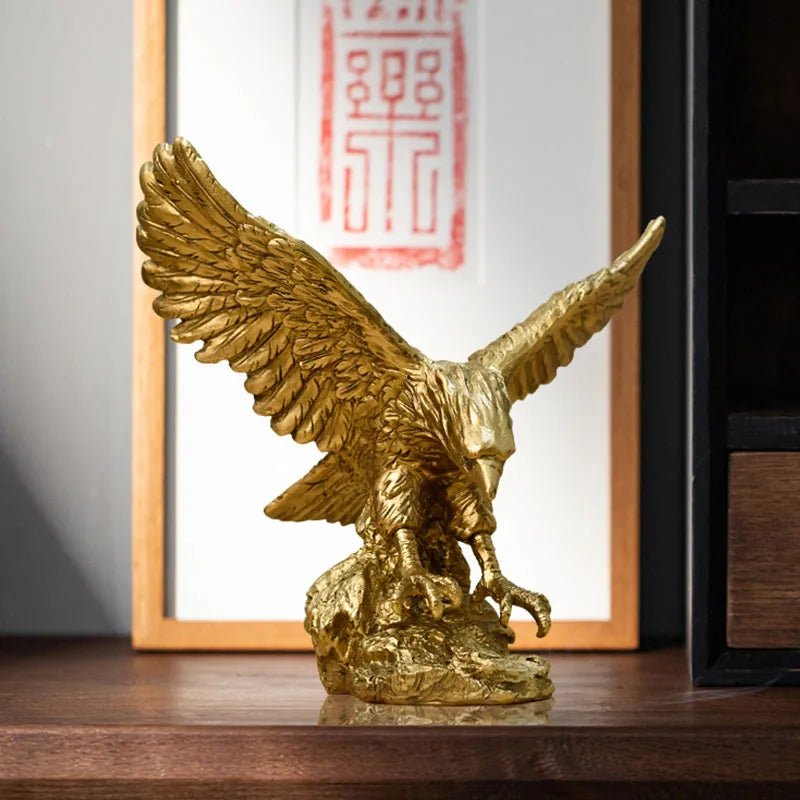 Skanto | Resin Golden Eagle Statue Art Animal Model Collection Ornament Home Office Desk Feng Shui Decor Figurines Simple