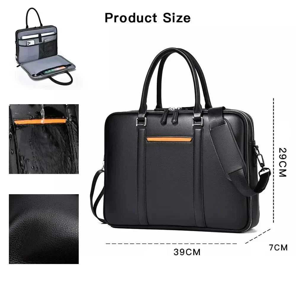 BowLift | Manhattan Leather Business Laptop Briefcase Crossbody Handbag