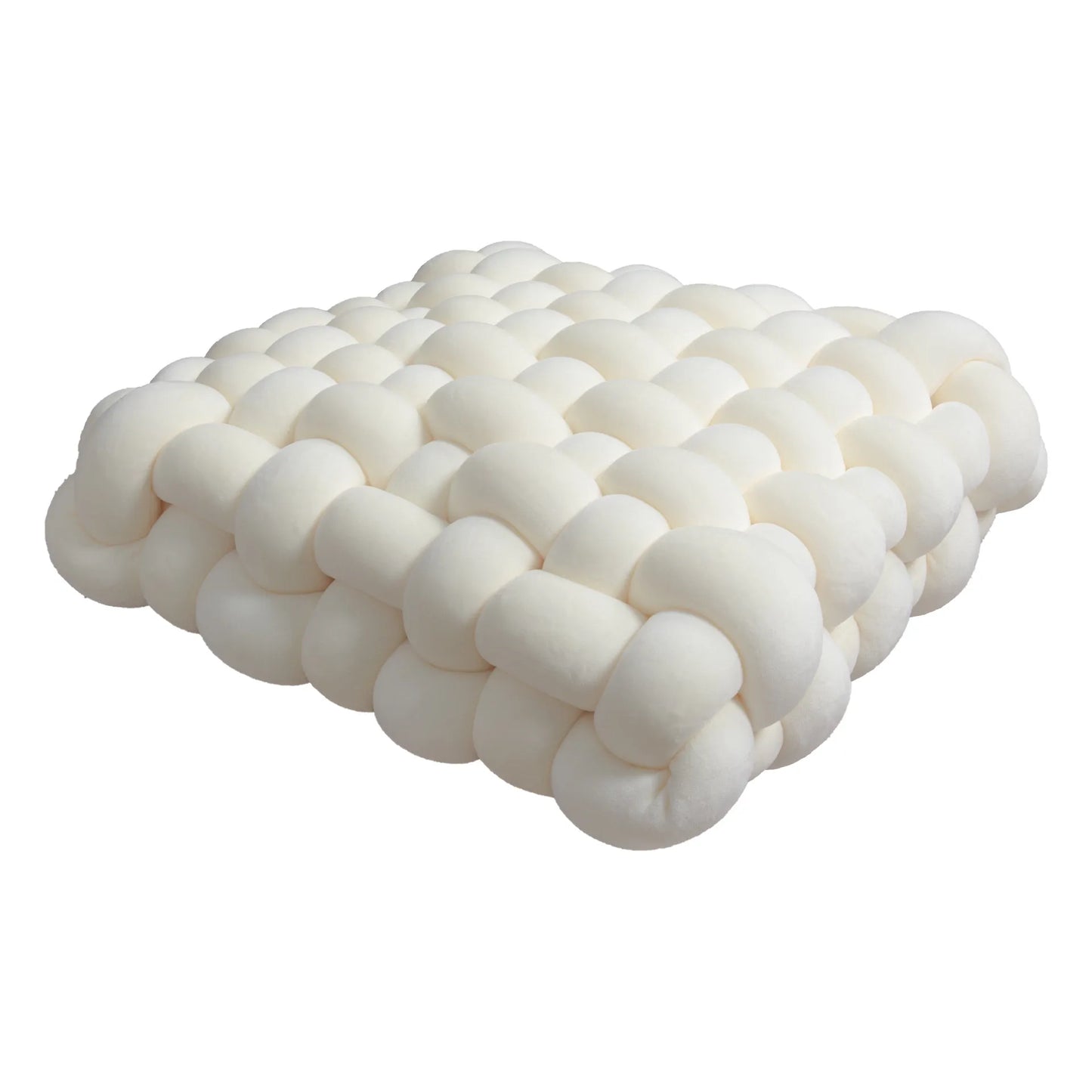 Skanto | Living Room Soft Plush Knot Pillow Sofa Cushion Solid Color Square Handmade Home Throw Pillow Square Woven Seat Cushion Pillow