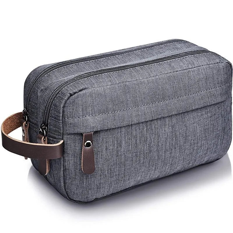 Skanto | Nylonéa Toiletry Bag Unisex | Water-Repellent | Leather Handle with Canvas Design | For Travel and Everyday Use