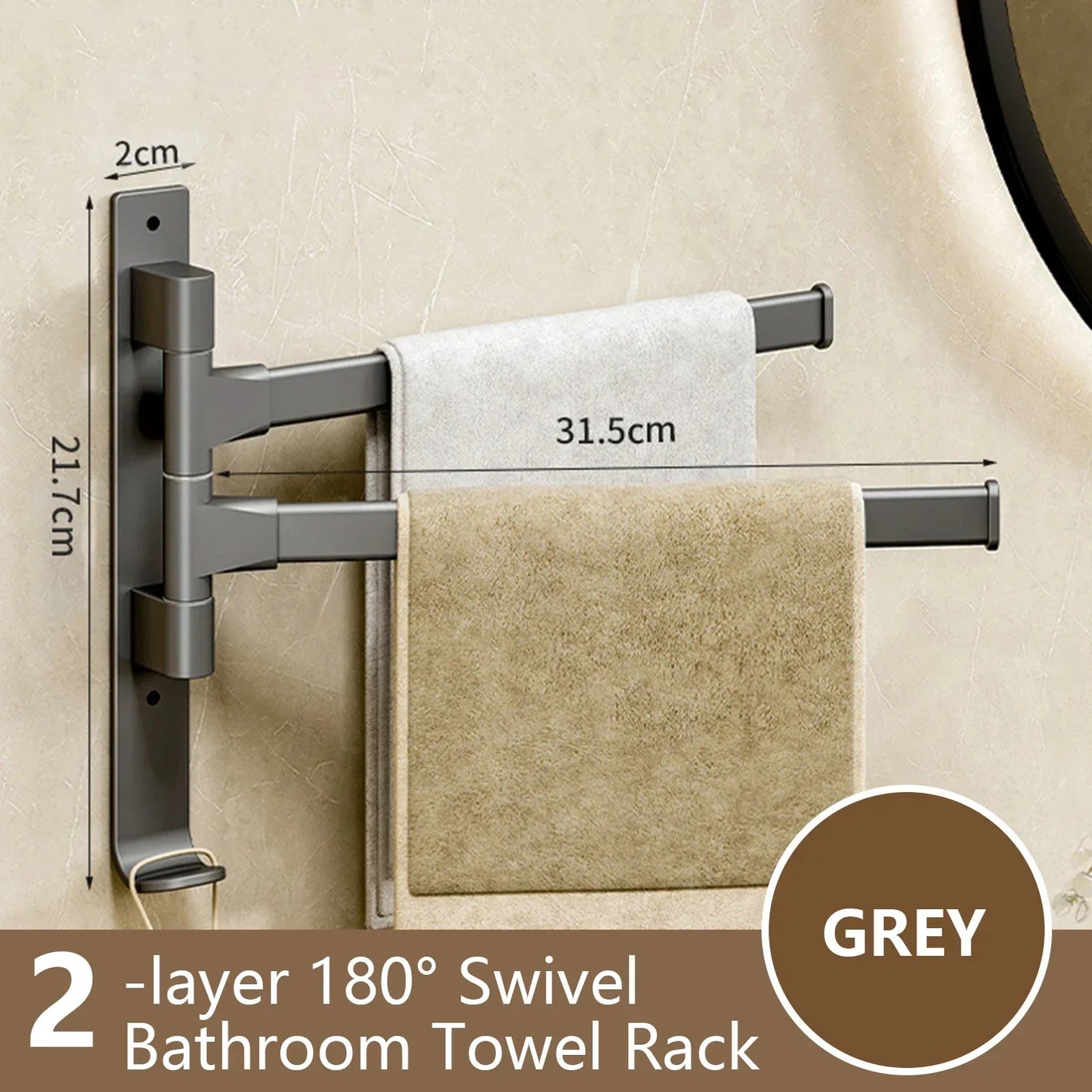 Skanto | Rotbart Towel Bar Rotbart Towel Rack Space Aluminum 1/2/3/4/5-Bar Towel Holder Kitchen Shelf Kitchen Hanging Shelf Wall Mounted