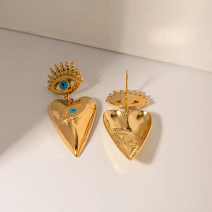 BowLift | 18k Evil Eye Heart Dangle Earrings