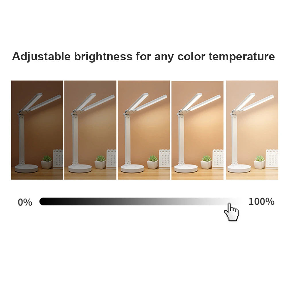 Adjustable Reading Lamp - Rechargeable Dimmable with Phone Table