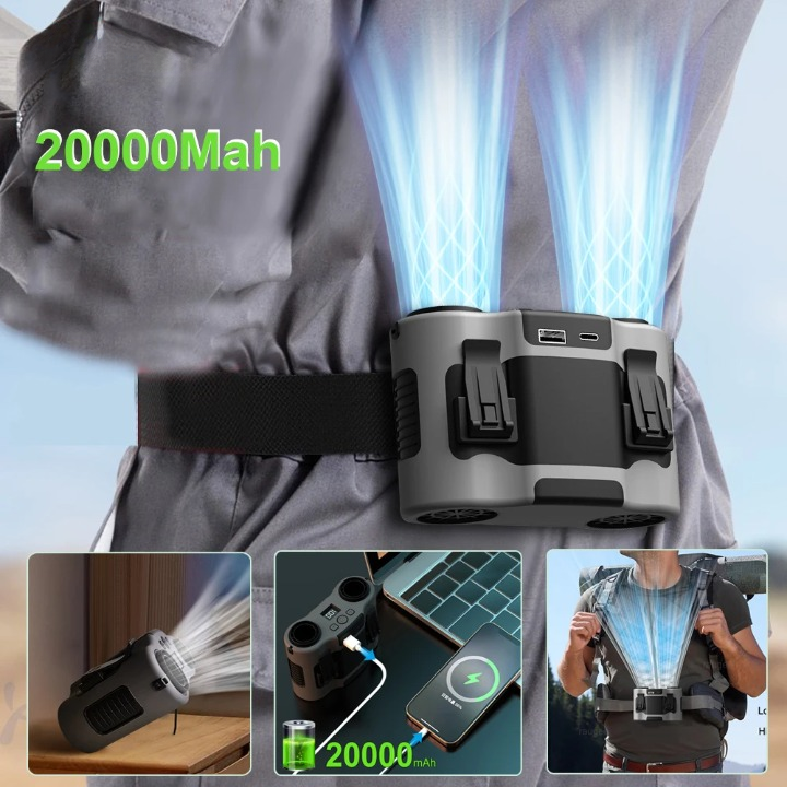 BowLift | Portable Waist Clip Fan with Dual Air Outlets & 20,000mAh Battery – BreezeMate