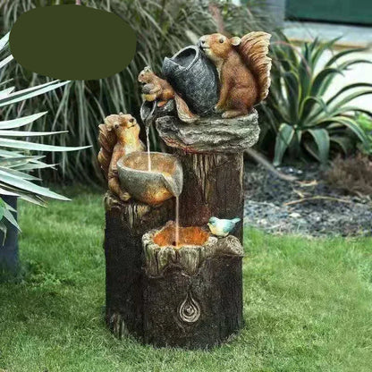 Skanto | Lunaverde Solar Deco Duck & Squirrel | Garden Figurine with LED Light | Weather-Resistant Resin | For Patio & Balcony