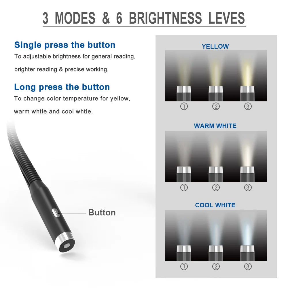 Skanto | LED Rechargeable Neck Lamp with 3 Modes