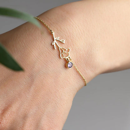 Skanto | Dainty Birth Flower & Birthstone Bracelet