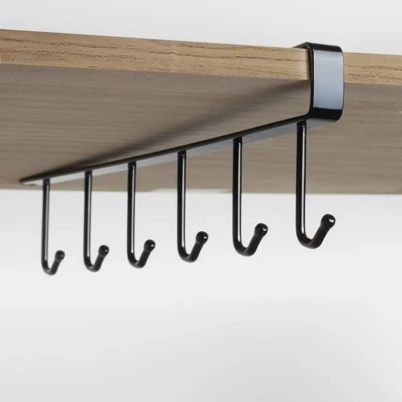 Skanto | Black Kitchen Hook - No Marks or Nails, for Pot, Spatula & Utensil Storage - Kitchen Utensil Holder Shelf
