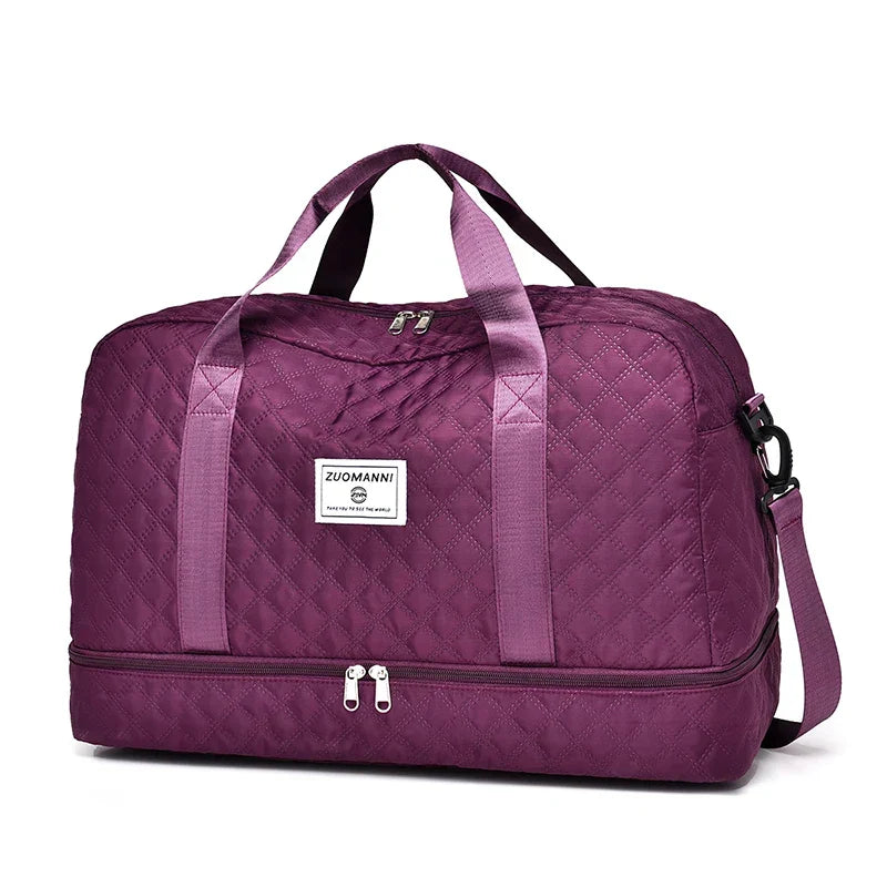 BowLift | Raumio TravelFlex Lightweight Travel Bag with Diamond Pattern | Large Sports & Weekend Bag with Shoe Compartment & Wet Compartment | Cabin Luggage Suitable & Foldable