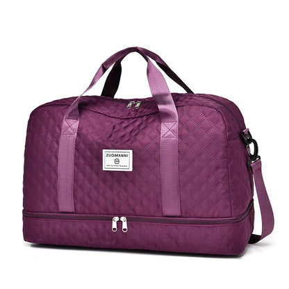 BowLift | Raumio TravelFlex Lightweight Travel Bag with Diamond Pattern | Large Sports & Weekend Bag with Shoe Compartment & Wet Compartment | Cabin Luggage Suitable & Foldable