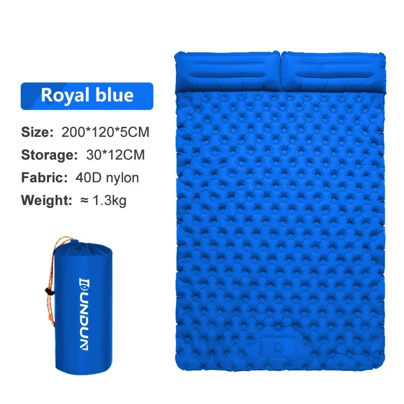 Skanto | Skanto Double Camping Sleeping Pad with Self-Inflating Mattress and Pillow - Outdoor Hiking Mattress for 2 Person Cot Air Mattress