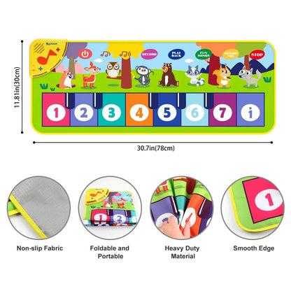 Skanto Multifunctional Musical Dance Mat for Toddlers - Interactive Piano Keyboard with Animal Sounds, Educational Kids Gift, Portable Fun!