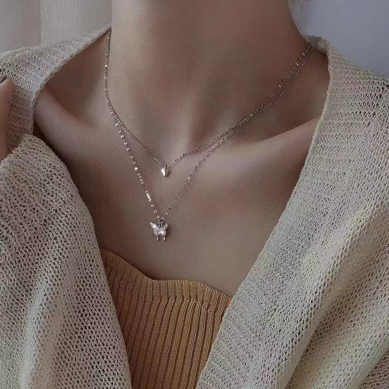 Skanto | Dreamy Wings Silver Double Layer Necklace