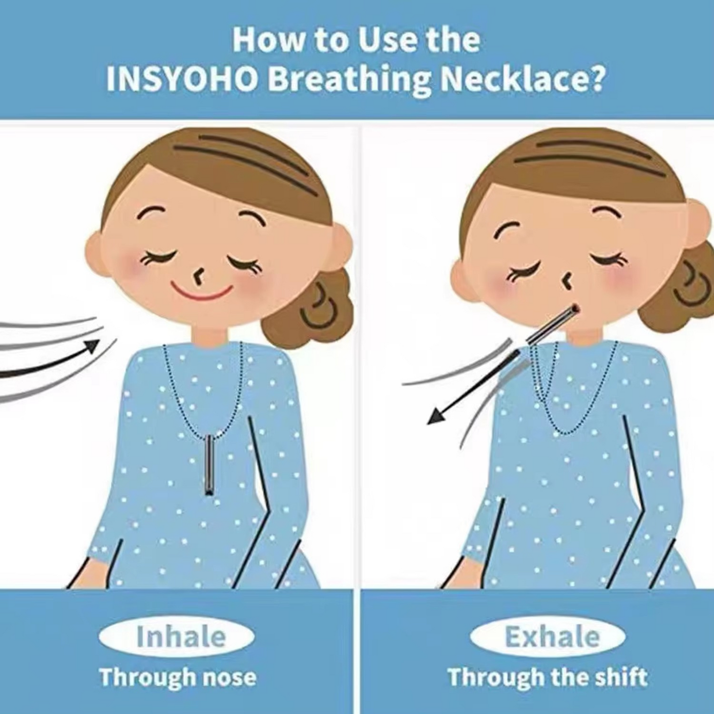 Necklace for mindful breathing for relaxation and anxiety relief