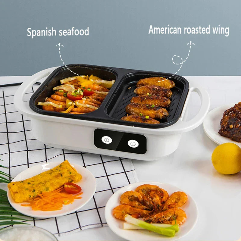 Skanto | 2-in-1 Non-stick Shabu Pot and Grill - Multicooker for BBQ, Shabu Shabu, Steak, Ramen and Noodles, Electric Pot