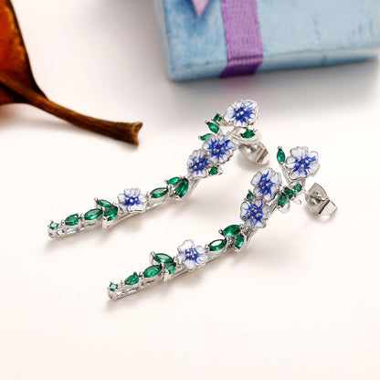 Skanto | Vintage Blue Blossom Dangle Earrings