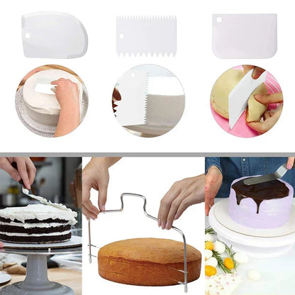 Skanto | 7-Piece Cake Decorating Tool Set – Includes Plastic Turntable, Smoother, Spatula & Lifter