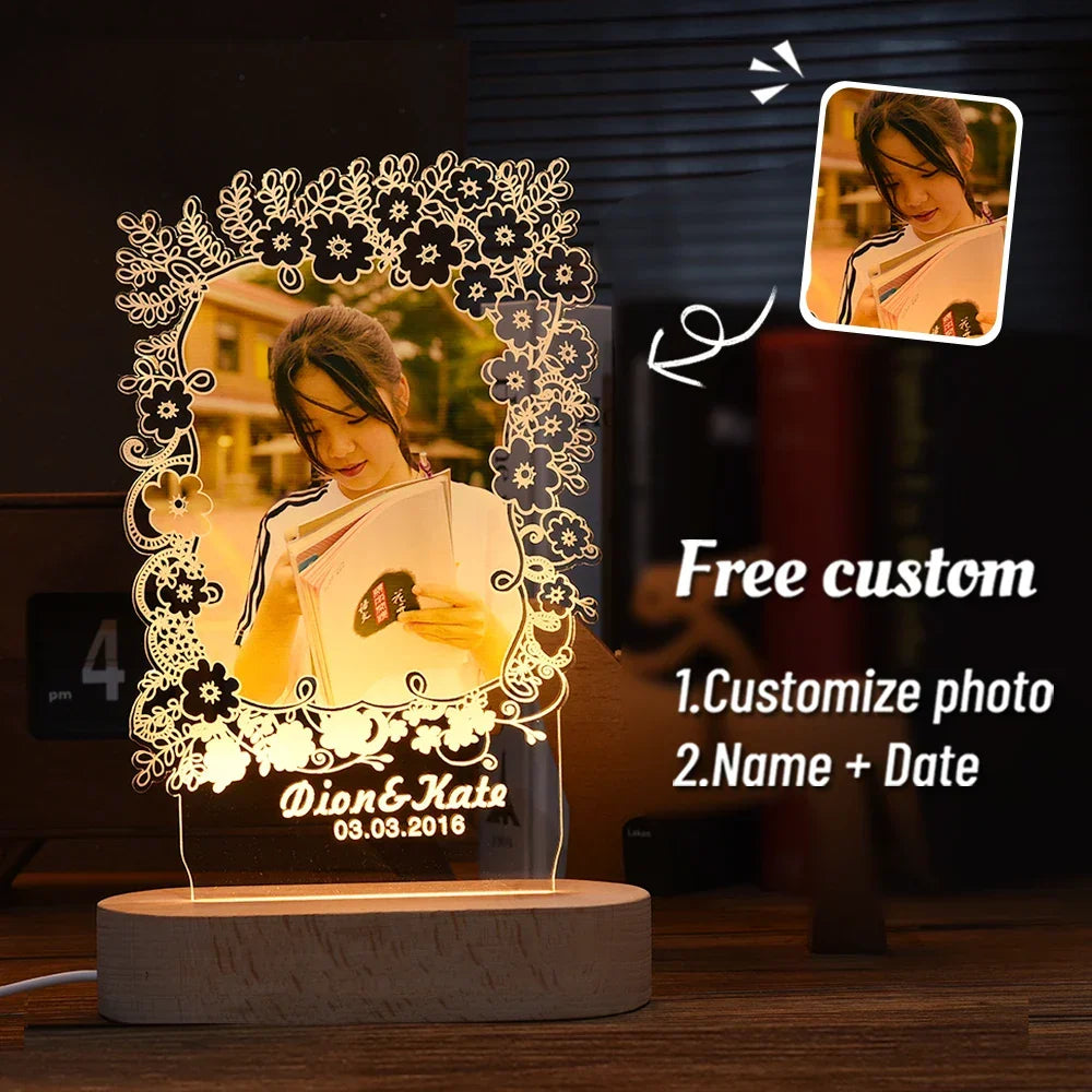 Skanto | Personal 3D Photo Lamp: Custom Photo & Text Night Light - Ideal for Valentine's, Weddings, Anniversaries, Birthday Gifts