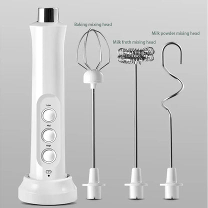 3-in-1 Electric Milk Frother, Rechargeable Milk Frother, Handheld Frothing Device, High Speeds Milk Frother, Beverage Mixer, Coffee