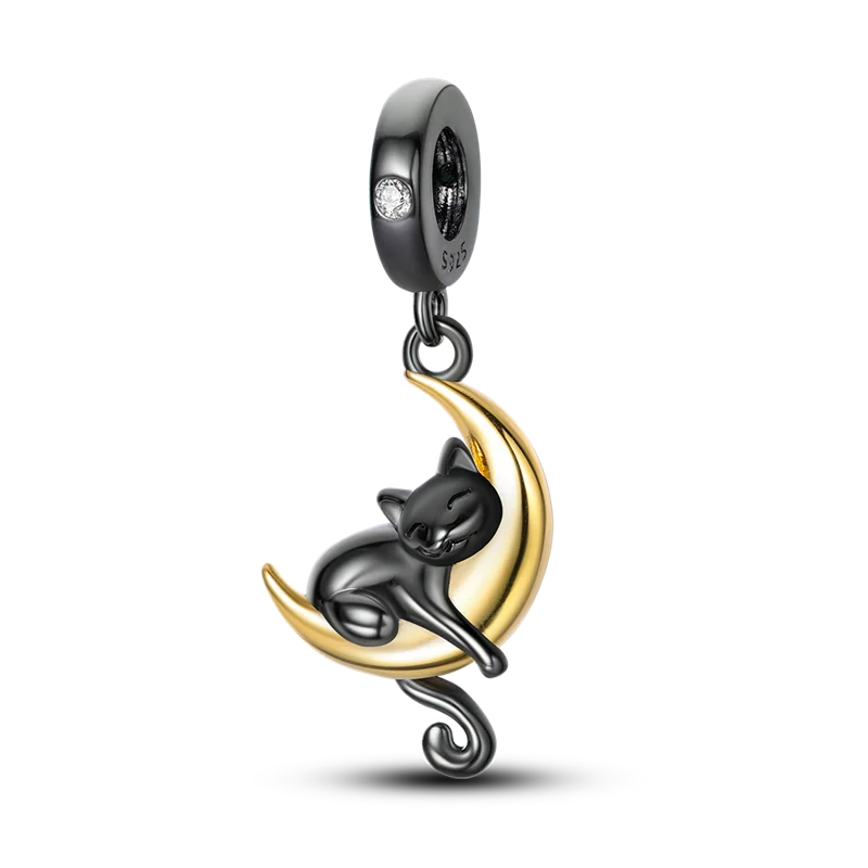 Skanto | 925 Silver Golden Leopard Charm Beads Colorful Chameleon Rhinoceros Lion Scarab Cat Pendant Compatible with Original Pandora Bracelet Jewelry