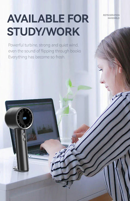 Silent High-Speed USB Handheld Fan – Portable Small Fan with LED Display, High Wind Power and Refrigerator Function | Karnz