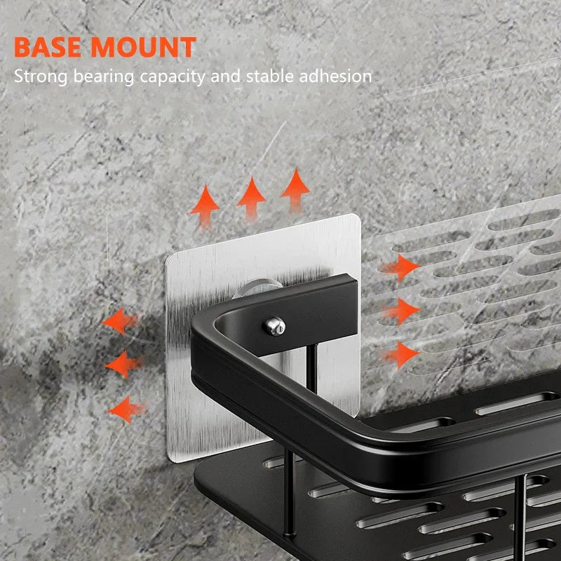 Skanto | Bathroom Storage Shelf - No Drill Wall Mount Corner Shelf, Shower Caddy for Toilet and Shampoo Organizer, Bathroom Accessory
