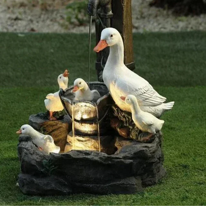 Skanto | Lunaverde Solar Deco Duck & Squirrel | Garden Figurine with LED Light | Weather-Resistant Resin | For Patio & Balcony