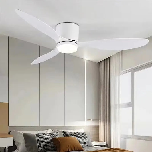 42/52 Inch Ceiling Fans with LED Lights - 3 Color, 6 Speed DC Motor, Remote Control, Low Floor Decorative Fans with Lighting | Bowlift