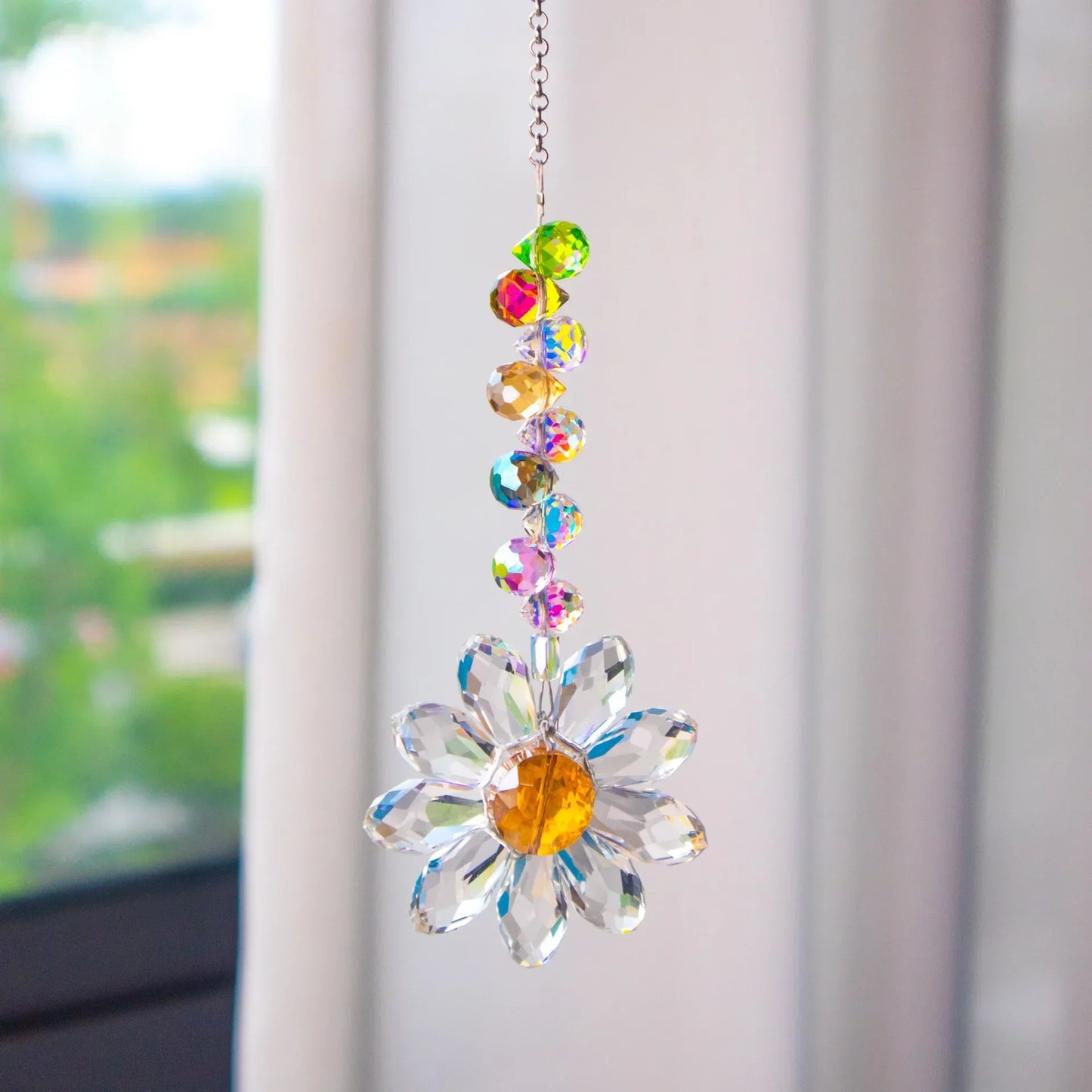 BowLift | Crystal Suncatcher LumiMargarita | K9 Daisy Rainbow Catcher | Window & Garden Decor | 32 cm | Gift Idea for Home